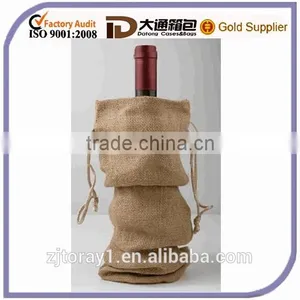 Drawstring Jute Wine Bag for One Bottle thumbnail-1