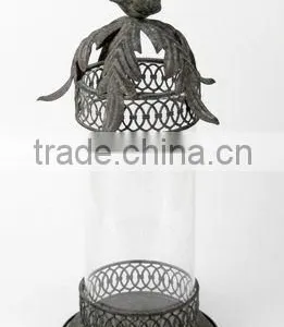 100091MC- Metal Candle Lantern W/finch thumbnail-1