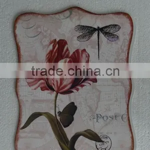 112434 Flowers and Dragonfly Design Metal Wall Plaque for Home Decoration thumbnail-1