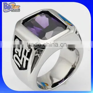 High Quality Vintage Jewelry Titanium Stainless Steel Mens Rings With Ruby thumbnail-6