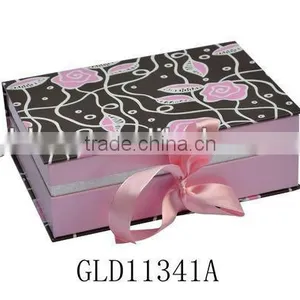 Pink Book Shape Paper Gift Box With Satin thumbnail-1