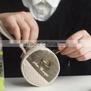 Promotional Retrostyle Round Shape Canvas Coin Purse Made in China thumbnail-2