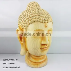 Wooden Finish Buddha Statue Home Decoration for Sale thumbnail-1