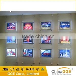 Suspended Acrylic Crystal Window Display Hanging Photo Pockets Light Box thumbnail-3