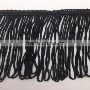 High Quality Long Black Rayon Chainette Fringe Tassel for Clothing thumbnail-1