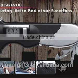 Multifunction LED Flashlihght Digital LCD Tire Gauge Car Tire Pressure Gauge With Emergency Tool thumbnail-1