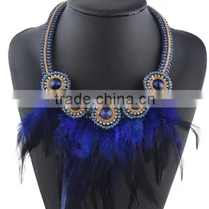 Factory Handmade New Fashion Design Real Feather Necklace for Women thumbnail-2