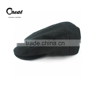 Black Cotton Custom Design Beret Hats Cap for Men thumbnail-1