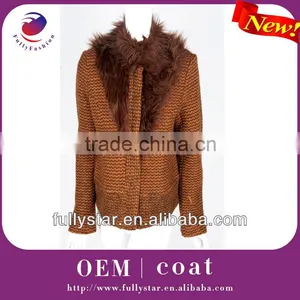 Ladies Long Sleeve Cardigan With Fur thumbnail-1