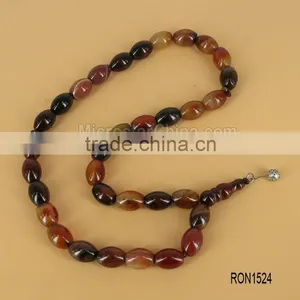Turkish Islamic 33 Prayer Beads Worry Beads Tesbih Red Jasper Beads Tasbih Misbaha thumbnail-3