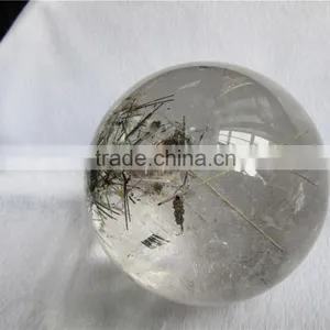 2015 Factory Direct Customed Wholesale Natural Black Rutilated Quartz Crystal Ball thumbnail-1