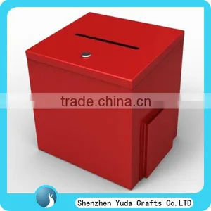 Elegant Red Acrylic Ballot Box Acrylic Donation Box Acrylic Voting Box With Brochure Holder thumbnail-1