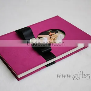 Custom Handmade Luxury Dark Fuchsia Wedding Guest Book With You Own Photo thumbnail-1