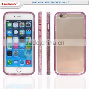 TPU Back + PC Frame Diamond Covers for Iphone6, for Iphone 6 Case Clear thumbnail-1