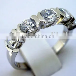 Silver Ring With Quality cz Rhodium Plating QCR026 thumbnail-1