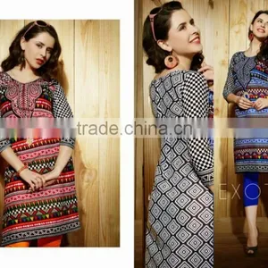 Indian Chikan Kurti Tunic Tops thumbnail-2