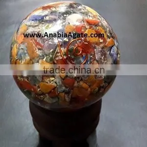 Mix Chakra Gemstone Orgone Ball : Wholesale Orgonite Ball : Orgone Spheres thumbnail-3