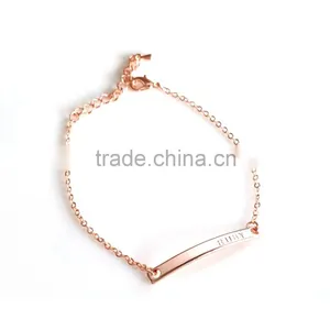 Cheap Steel Custom Engraved Personalized Bracelet in Rose Gold thumbnail-2