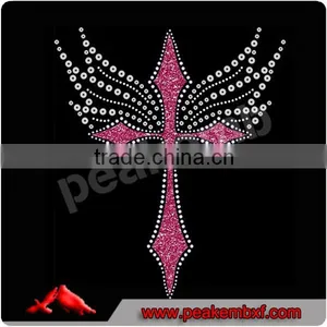 New Design Bling Cross And Wings Hot Fix Glitter For Decoration thumbnail-1