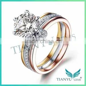 Fashion 18k Gold Wedding Rings Moissanite Diamond Rings for Women Gemstone for Jewellery thumbnail-1