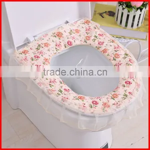 Pastoral Household Soft Polyester Lace Cloth Dust Washable Toilet Seat Cover U-shaped Toilet Mat thumbnail-5