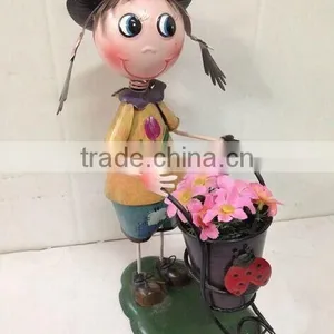 2015 Newest Design Girl Boy Garden Decoration Metal Girl Flower Pot Metal Bog Flower Pot Metal Flower Pot thumbnail-5