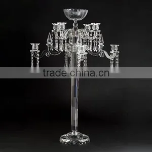 Romantic Crystal Candelabra With Flower Stand for Party Decoration thumbnail-1