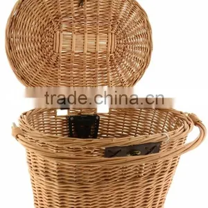 Wholesale Willow Wicker Basket Oval Sundries Storage Basket With Lid and Handle thumbnail-2