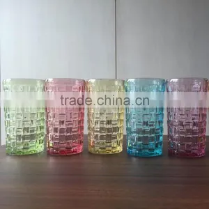 Woven Belt Design Colored Decorative Glass Cup for Candle thumbnail-2