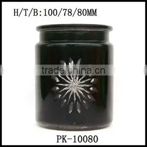 Cylinder Hand Cut Black Home Used Glass Candle Container thumbnail-5