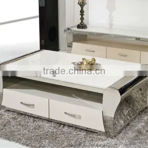 C362 Polished Stainless Steel &MDF Coffee Table for Living Home thumbnail-1