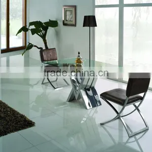 TH318 Modern Design Simple Square Dining Table With Glass Top thumbnail-2