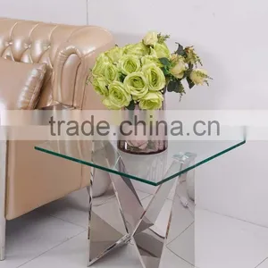 Hot Design Clear Glass Stainless Steel Side Table thumbnail-1