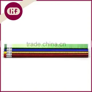 Standard Size Glitter Wooden HB Pencil With Eraser, HB Pencil With Eraser Topper, HB Pine Pencil With Eraser thumbnail-1