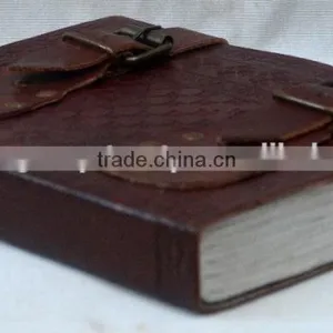 Handmade Vintage Embossed Leather Journal With Dual Belt thumbnail-3