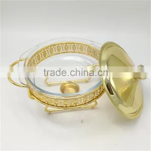 2L Glass Hot Food Warmer Round Silver Chafing Dish thumbnail-2