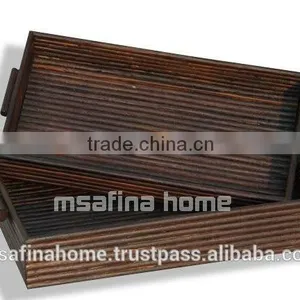 Set of 2 Core Rattan Trays With Handles thumbnail-1
