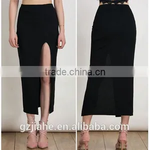 Jiahe Factory Latest Fashion Black Long Skirt Design Hight Rise Waist,hight Tight Spit Women Maxi Dress thumbnail-1