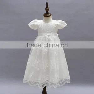 New Arrival Baby Clothes Wholesale Hot Sale Tulle Cheap 2017 Children's Boutique Short Sleeve White Summer Elegant Dress thumbnail-2