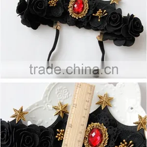 Queen Style Hair Bands for Women Elastic Crown Hair Accessories Girls Lace Wedding Hair Hoop thumbnail-6