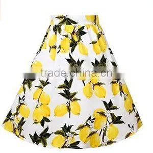2017 Girls Long Dresses Women's Pleated Vintage Skirts Floral Print Casual Midi Skirt thumbnail-6