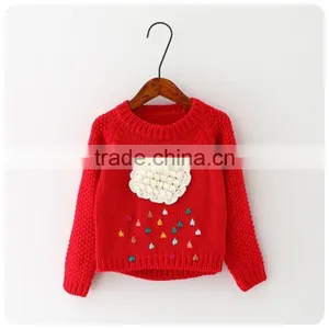 New Winter Cartoon Baby Girls Sweater Cloud Raindrops Kids Clothes Children Sweater Warm Long Sleeve for Girls Knitwear thumbnail-6