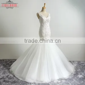 Customed White Mermaid Wedding Dress Mermaid thumbnail-1