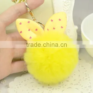 Myfur Baby Blue Cute Size Wholesale Cheap Rabbit Fur Ears Key Chain Car Decoration thumbnail-5