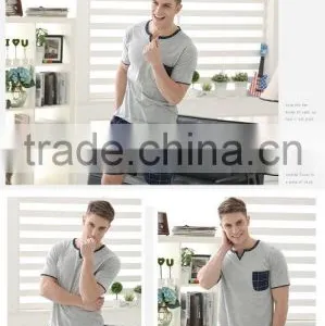 In the Summer of 2016 the European and American New Men Checked Suit Pajamas Leisurewear High-grade Knitted Cotton Leisure With thumbnail-3
