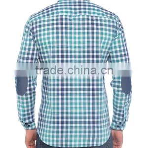 New Design Blue Check Skinny Long Sleeve Buttoned Men Fashino Shirt thumbnail-2