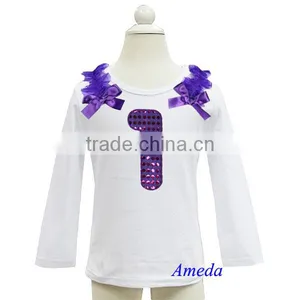 Girls Bling Purple 1st - 6th Birthday White Long Sleeves Tee thumbnail-1