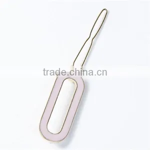 Fashion Popular Rectangle Gold Plated Pink Enamel Woman Hair Clip thumbnail-2