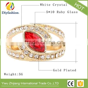 New Fashion Jewelry Beautiful Gold Crystal Rings For Women Love Engagement Ring Wedding Party Gift thumbnail-6