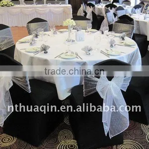 Black Wedding Lycra Spandex Chair Cover and Polyester Table Cloth for Party Banquet thumbnail-1